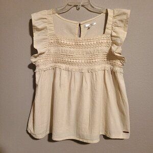 TAHARI GIRL Flutter Sleeve Top, Cream, size 12